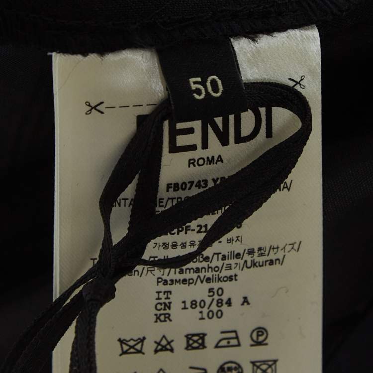 Pre Owned Fendi Black Wool-Blend Trousers L