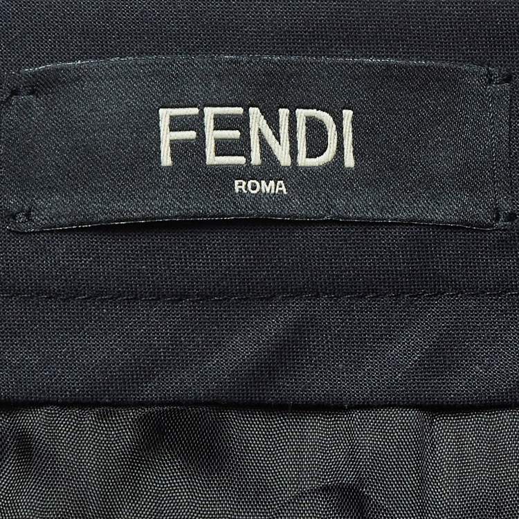 Pre Owned Fendi Black Wool-Blend Trousers L