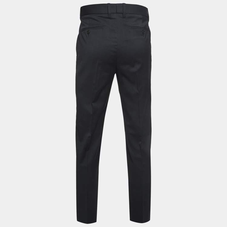 Pre Owned Fendi Black Wool-Blend Trousers L