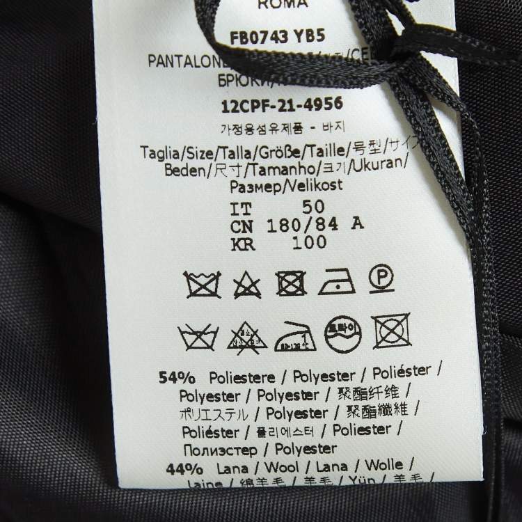 Pre Owned Fendi Black Wool-Blend Trousers L