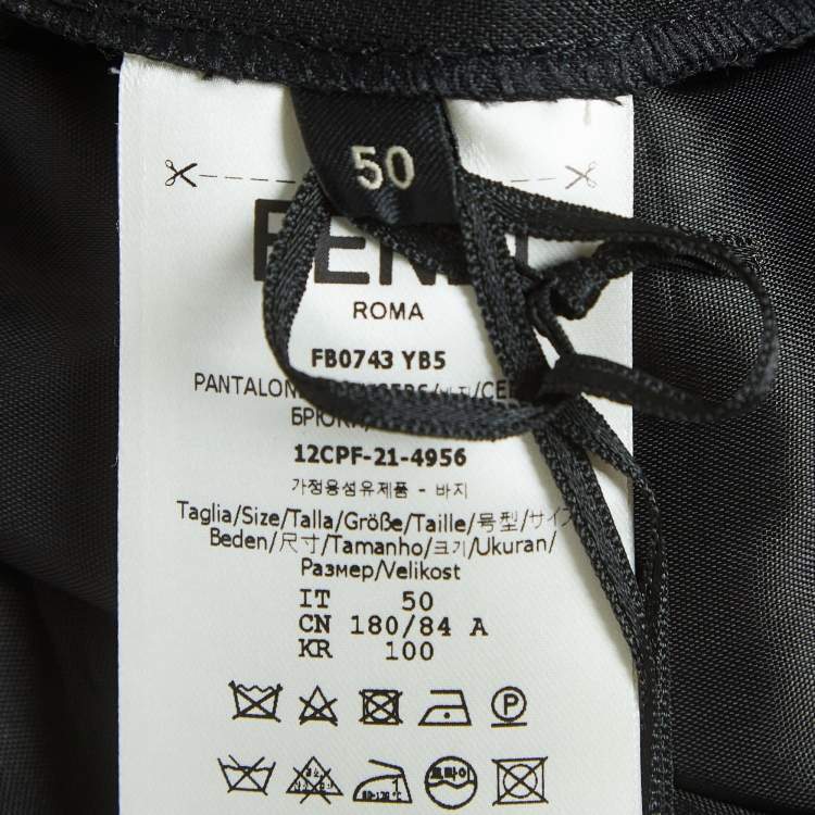 Pre Owned Fendi Black Wool-Blend Trousers L