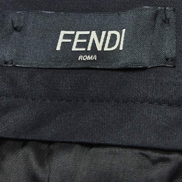Pre Owned Fendi Black Wool-Blend Trousers L