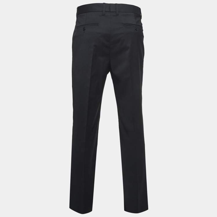 Pre Owned Fendi Black Wool-Blend Trousers L