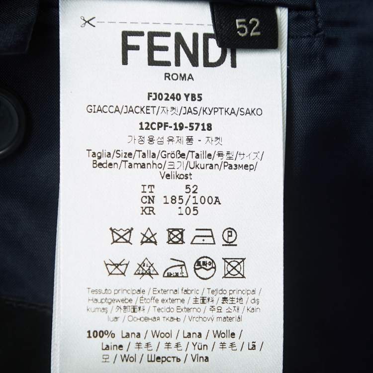 Pre Owned Fendi Navy Blue Wool Single Breasted Suit L