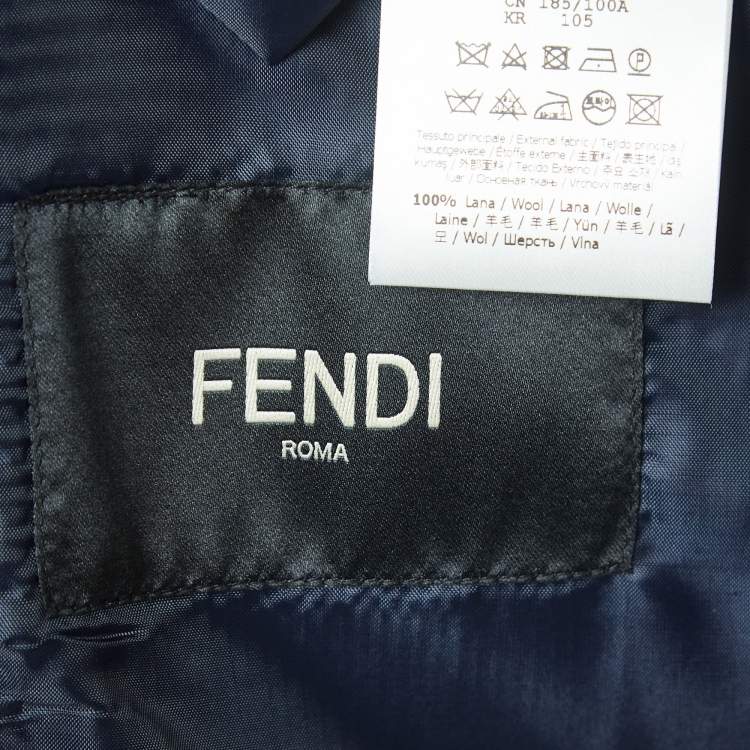 Pre Owned Fendi Navy Blue Wool Single Breasted Suit L