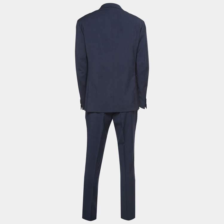 Pre Owned Fendi Navy Blue Wool Single Breasted Suit L