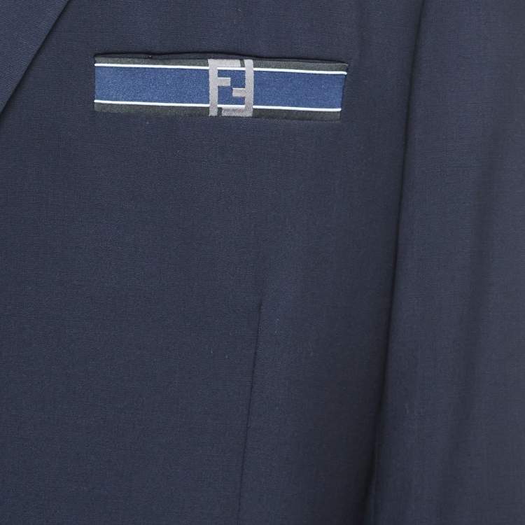 Pre Owned Fendi Navy Blue Wool Single Breasted Suit L