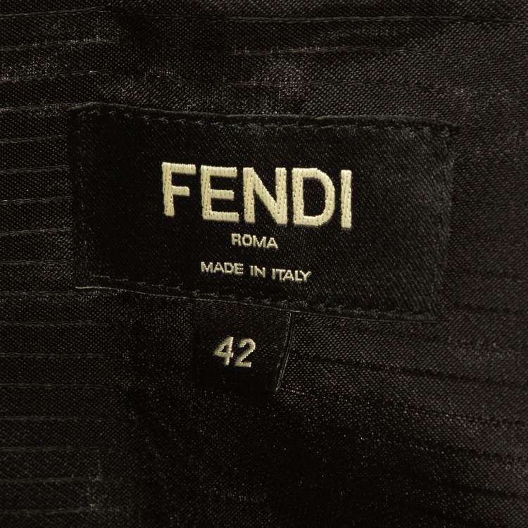 Pre Owned Fendi Black Pinstripe Crepe Long Sleeve Shirt XL
