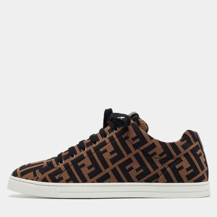 Pre Owned Fendi Brown Fabric Zucca Low Top Sneakers 40