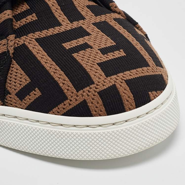 Pre Owned Fendi Brown Fabric Zucca Low Top Sneakers 40