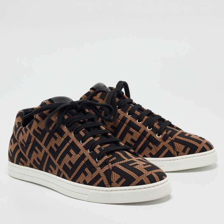 Pre Owned Fendi Brown Fabric Zucca Low Top Sneakers 40