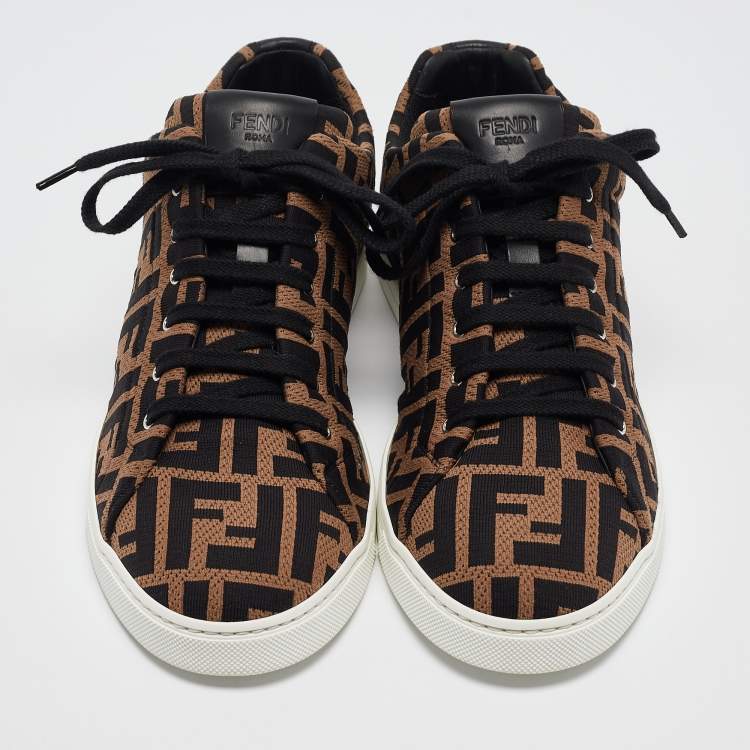 Pre Owned Fendi Brown Fabric Zucca Low Top Sneakers 40