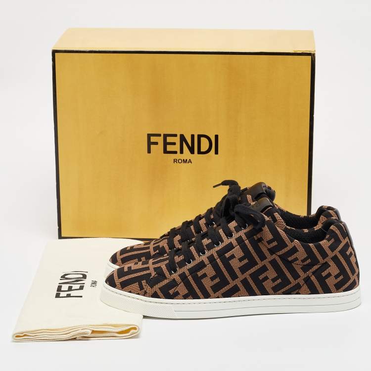 Pre Owned Fendi Brown Fabric Zucca Low Top Sneakers 40