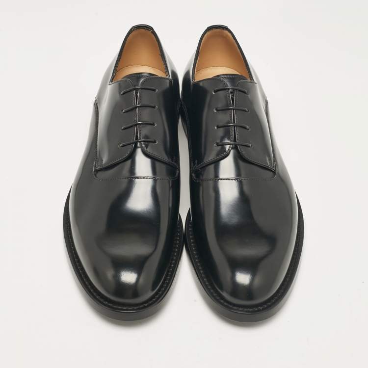 Pre Owned Fendi Black Leather Lace Up Oxfords Size 43