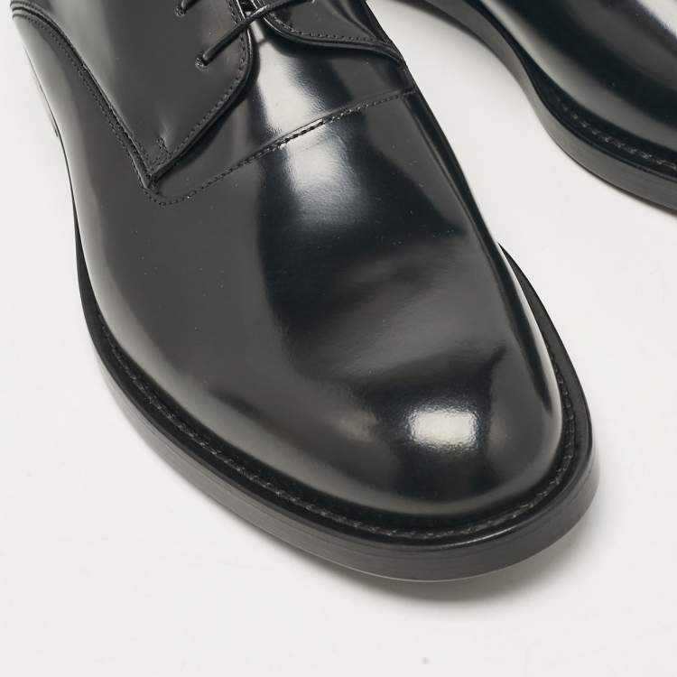 Pre Owned Fendi Black Leather Lace Up Oxfords Size 43
