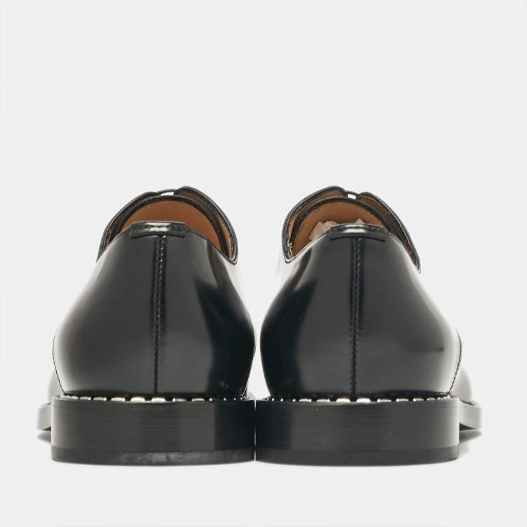 Pre Owned Fendi Black Leather Lace Up Oxfords Size 43