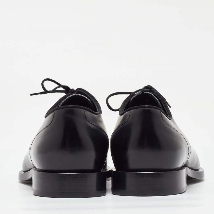 Pre Owned Fendi Black Leather FF Karligraphy Lace Up Derby Size 43