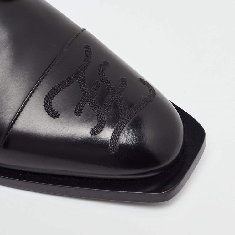 Pre Owned Fendi Black Leather FF Karligraphy Lace Up Derby Size 43