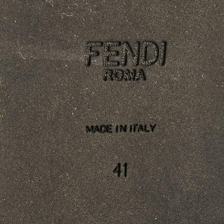 Pre Owned Fendi Black/Brown Fabric and Leather Rockoko Combat Boots Size 41