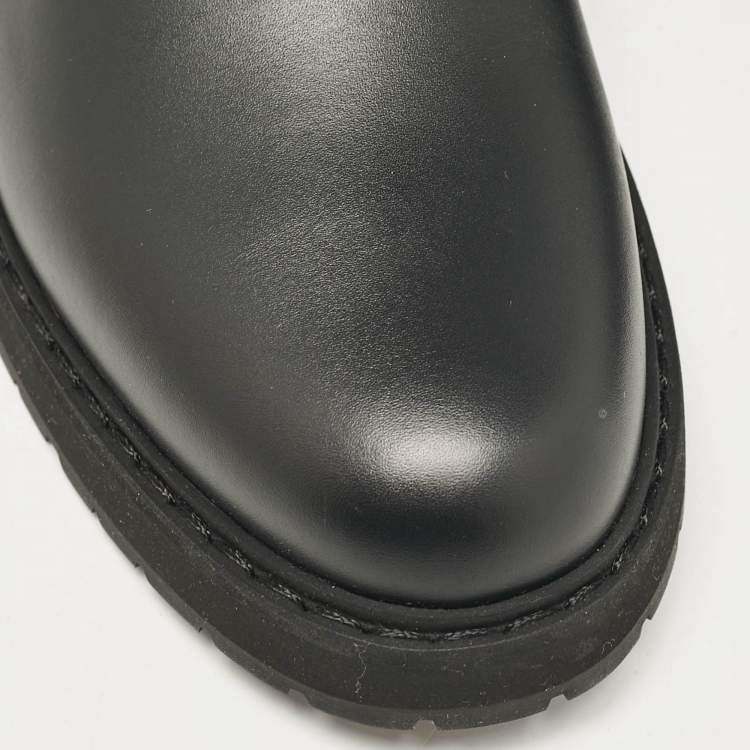 Pre Owned Fendi Black/Brown Fabric and Leather Rockoko Combat Boots Size 41
