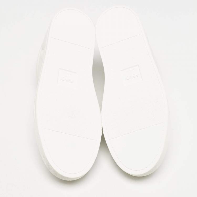 Pre Owned Fendi White Leather Low Top Sneakers Size 39.5