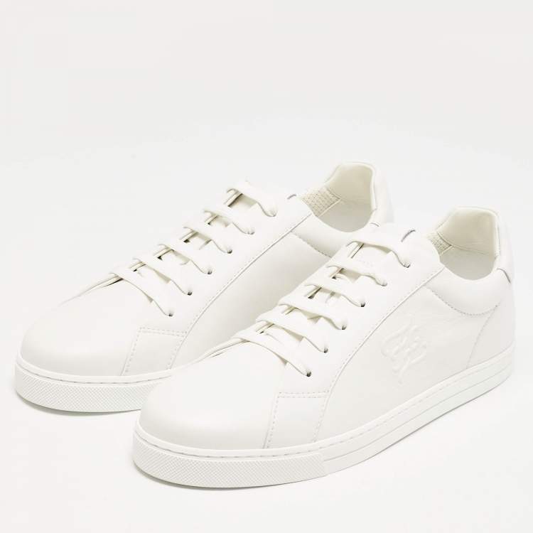 Pre Owned Fendi White Leather Low Top Sneakers Size 39.5