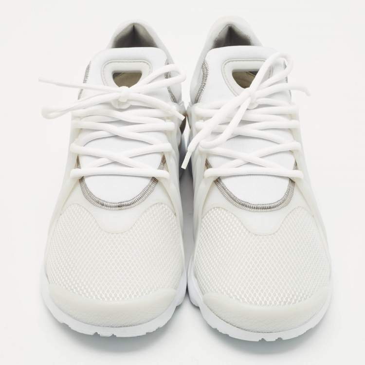 Pre Owned Fendi White/Grey Technical Mesh and Neoprene Tag Sneakers Size 44