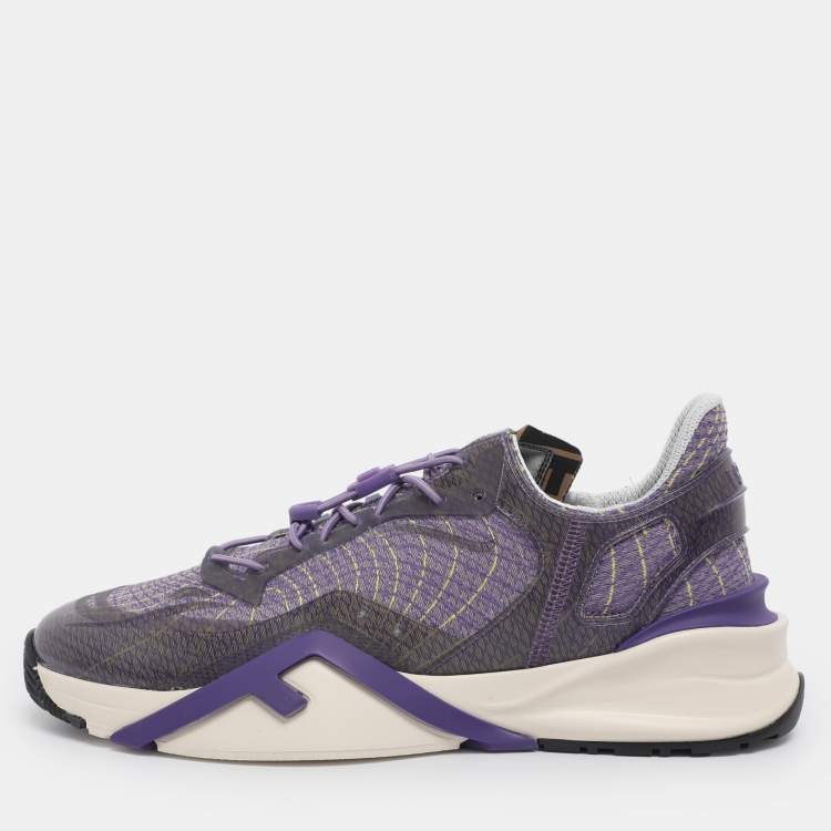 Pre Owned Fendi Purple Jacquard and Rubber Flow Low Top Sneakers Size 44