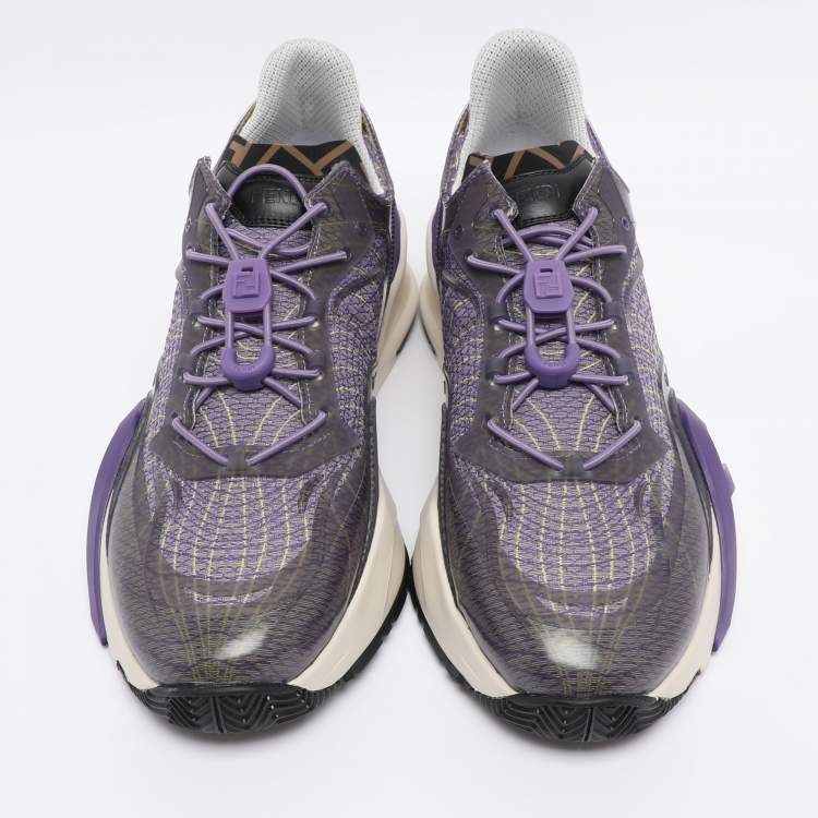 Pre Owned Fendi Purple Jacquard and Rubber Flow Low Top Sneakers Size 44