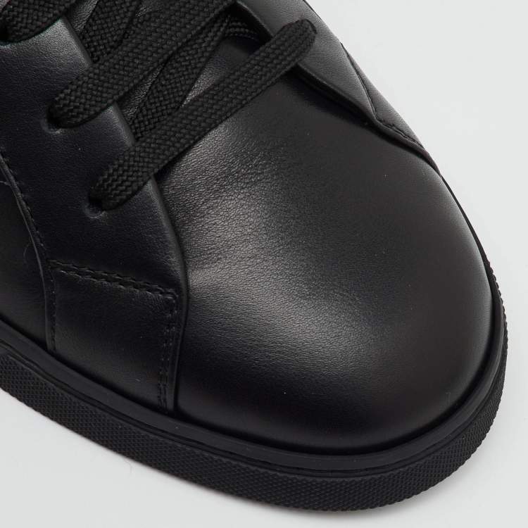 Pre Owned Fendi Black Leather Motif Low Top Sneakers Size 42.5