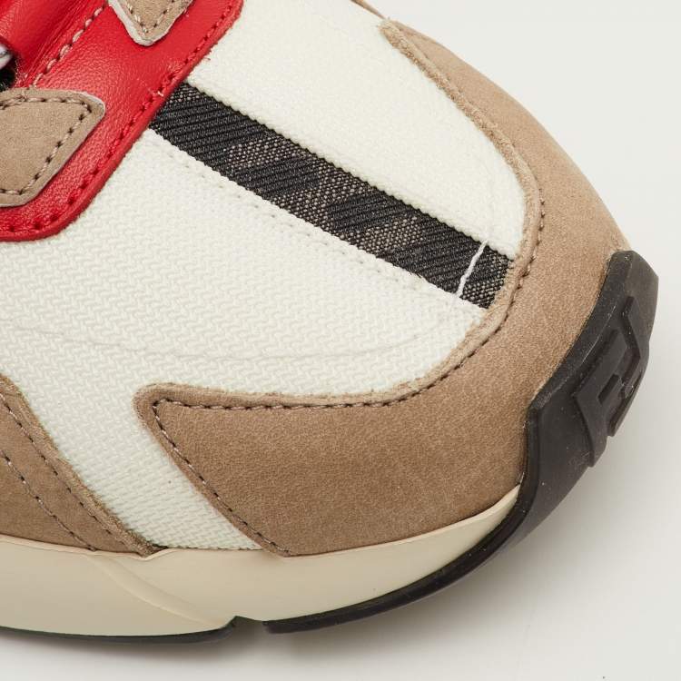 Pre Owned Fendi Faster Size 42 Multicolor Mesh and Nubuck Leather Low Top Sneakers