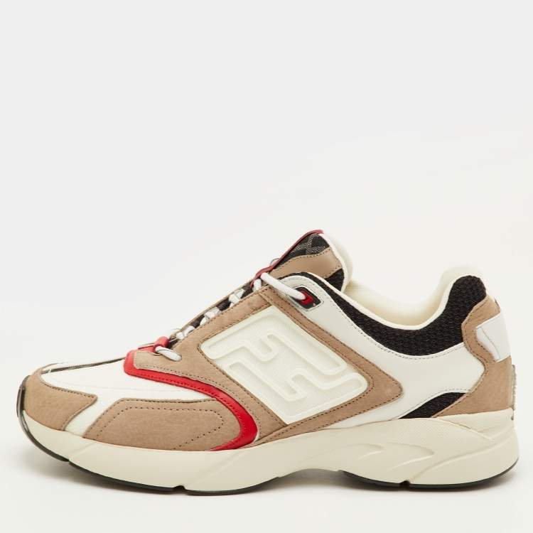 Pre Owned Fendi Faster Size 42 Multicolor Mesh and Nubuck Leather Low Top Sneakers