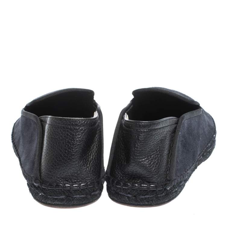 Pre Owned Fendi Blue/Black Suede And Leather Bag Bugs Slip On Espadrilles Size 41