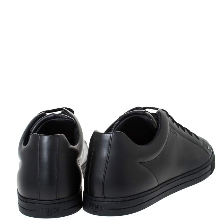 Pre Owned Fendi Black Leather Low Top Sneakers Size 40.5