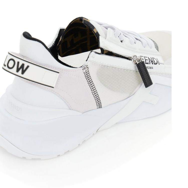 Pre Owned Fendi White Nylon Low Top Flow Sneakers EU 42