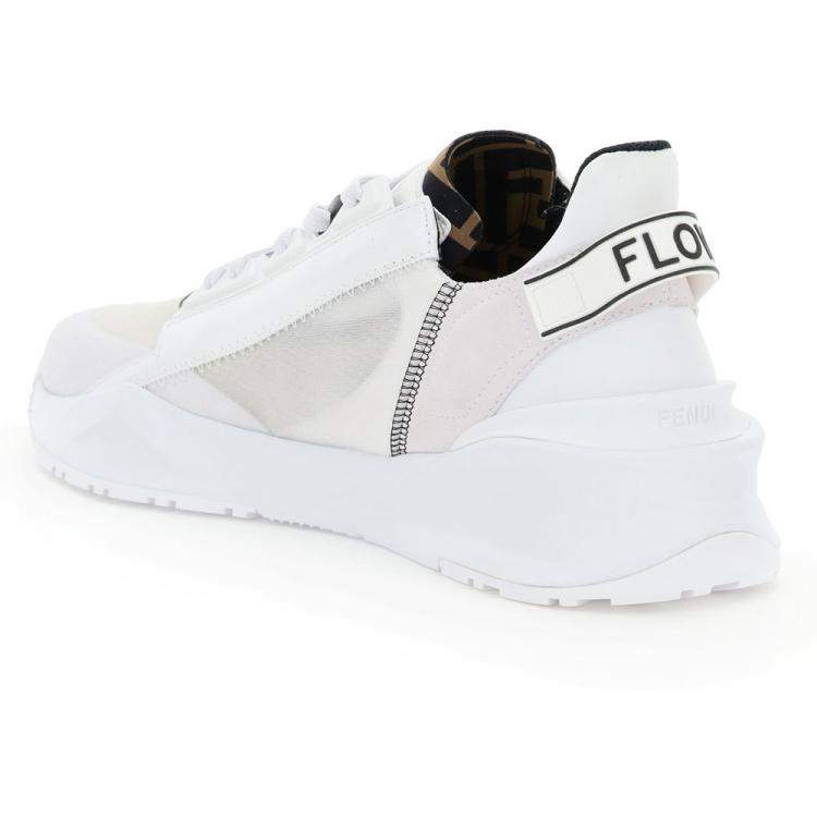 Pre Owned Fendi White Nylon Low Top Flow Sneakers EU 42