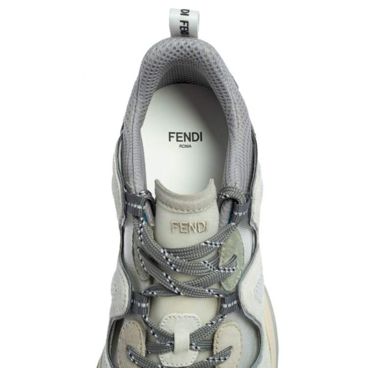 Pre Owned Fendi Grey Suede And Mesh  FFluids Low Top Sneakers Size 41