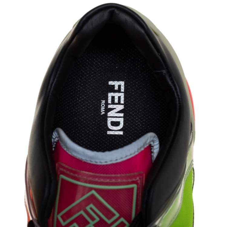 Pre Owned Fendi Multicolor Leather, Mesh And PVC Lace Up Sneakers Size 40
