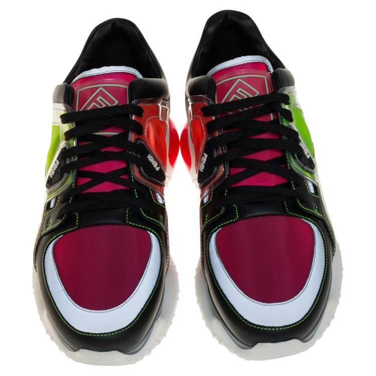 Pre Owned Fendi Multicolor Leather, Mesh And PVC Lace Up Sneakers Size 40
