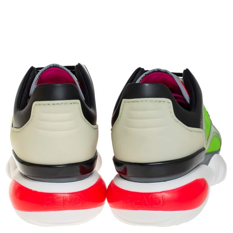 Pre Owned Fendi Multicolor Leather, Mesh And PVC Lace Up Sneakers Size 40
