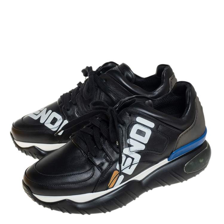 Pre Owned Fendi X Fila Black Leather Fila Mania Sneakers Size 40