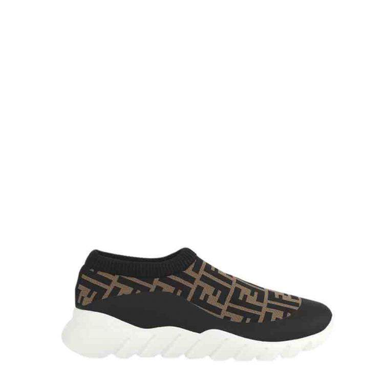 Pre Owned Fendi Brown/Black Tech Fabric Sneakers Size UK 6 EU 40