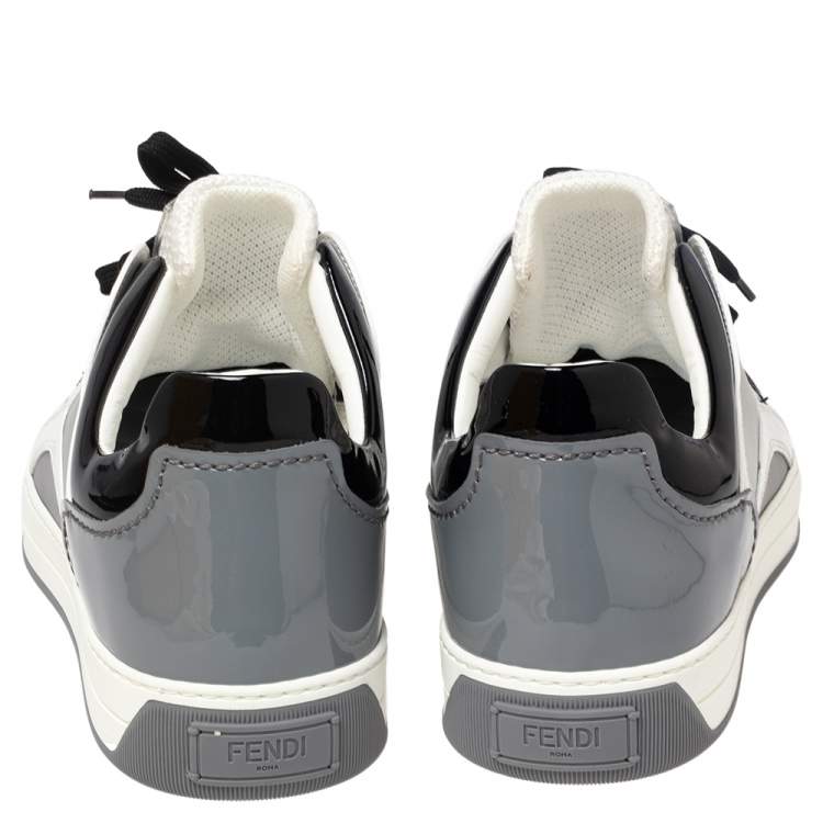 Pre Owned  Fendi Tri Color Patent Leather and Mesh Fancy Low Top Sneakers Size 43