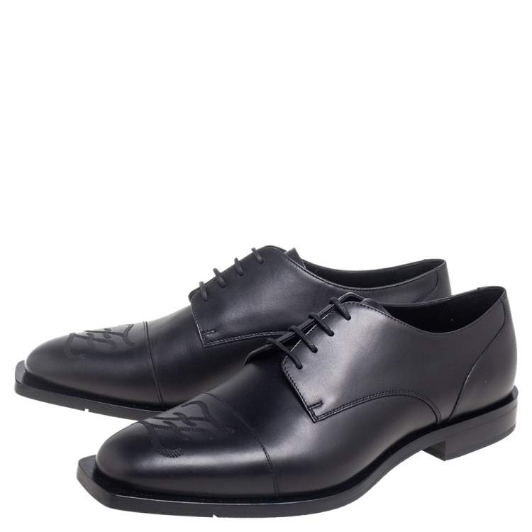 Pre Owned Fendi Black Leather Lace Up Oxfords Size 43