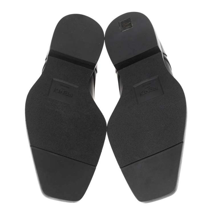 Pre Owned Fendi Black Leather FF Karligraphy Derbies Size 41