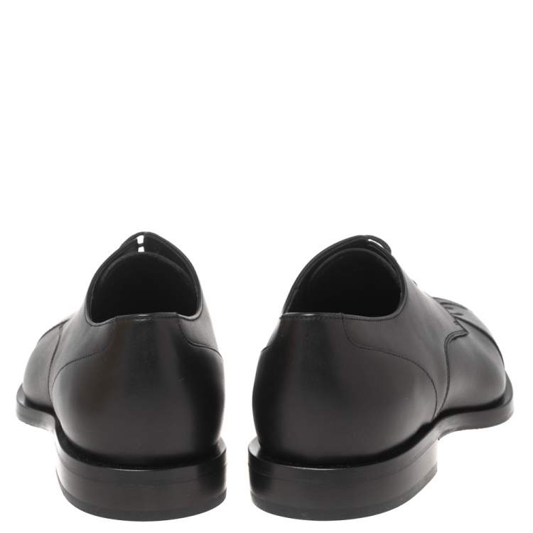 Pre Owned Fendi Black Leather FF Karligraphy Derbies Size 41
