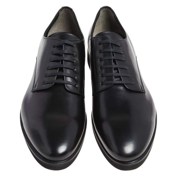 Pre Owned Fendi Black Leather Lace Up Oxfords Size 41