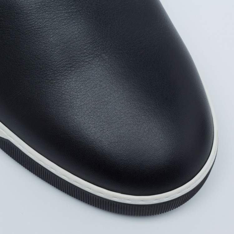Pre Owned Fendi Black Leather Slip On Sneakers Size 44