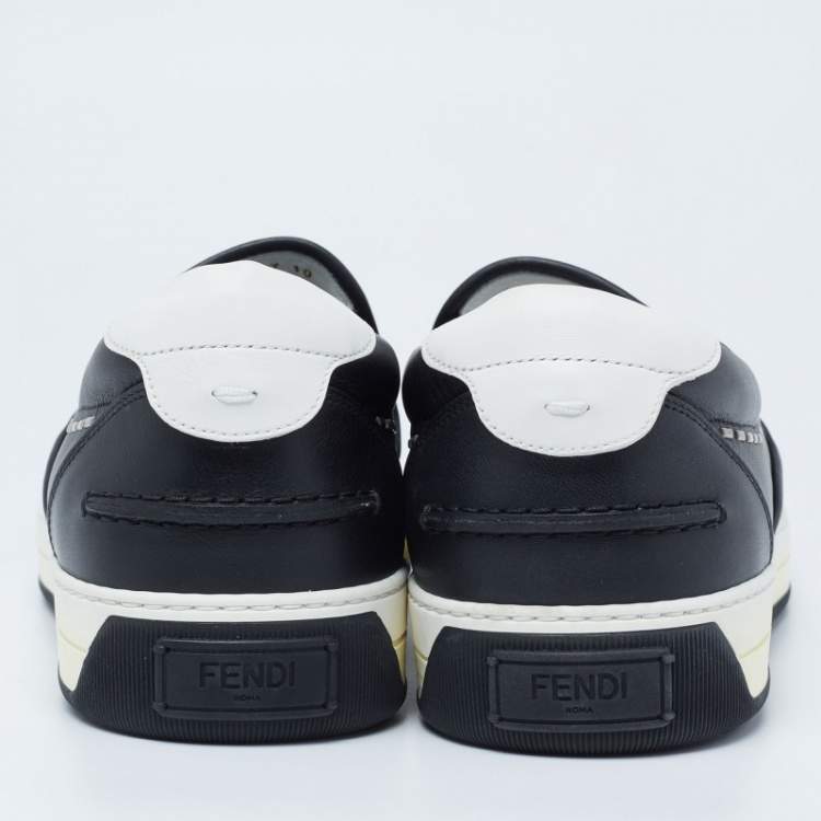 Pre Owned Fendi Black Leather Slip On Sneakers Size 44