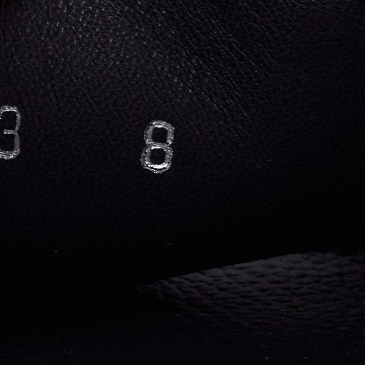 Pre Owned Fendi Black Leather Logo Embossed Flat Slides Size 42